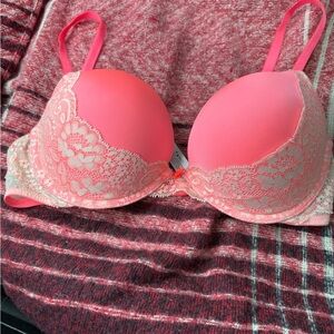 Victoria's Secret Pink Lace Dream Angel Plunge Bra 34C